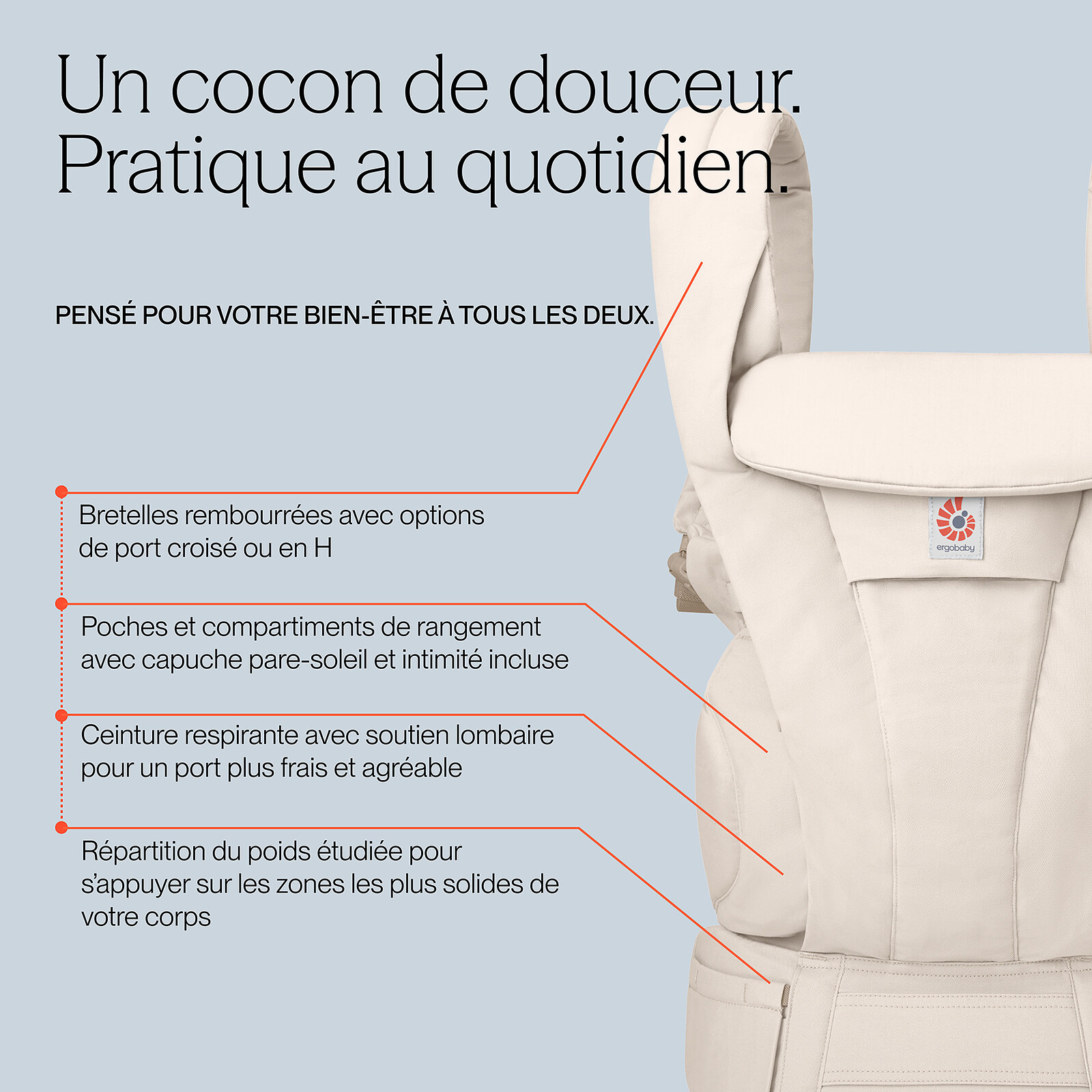 Achat Porte-bébe Omni Deluxe Coton - Bleu Ciel