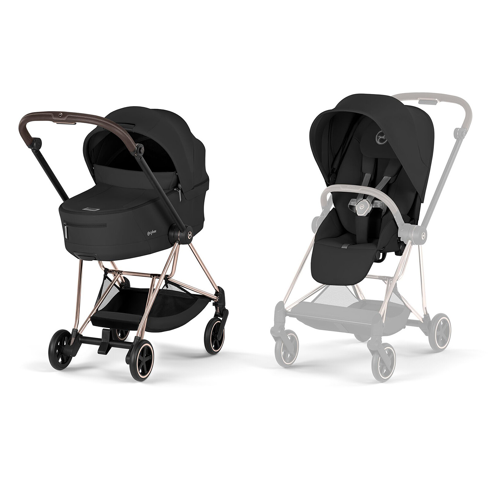 Pack Poussette Mios Confort 2026 Rosegold + Nacelle - Sepia Black Cybex