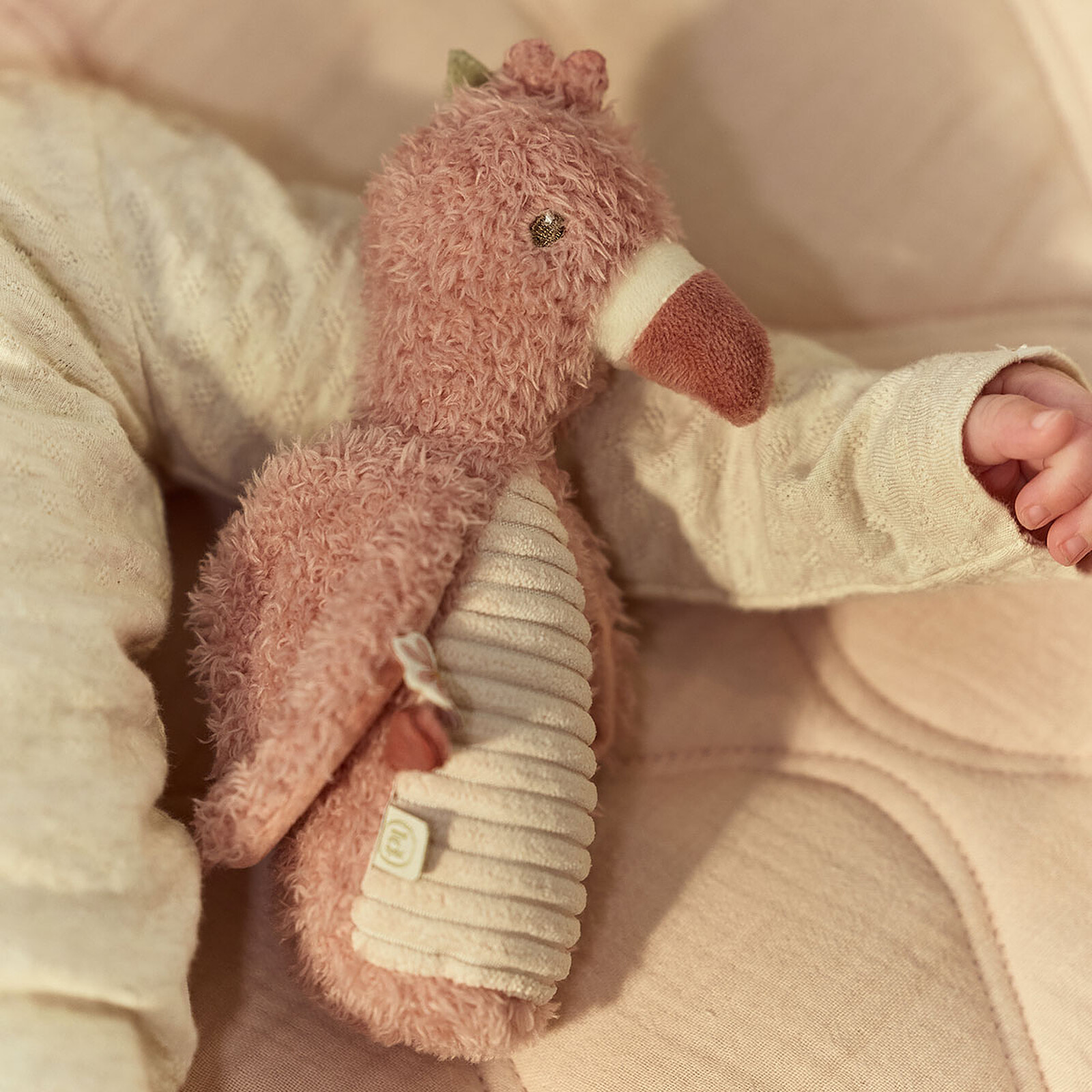 Hochet Peluche Flamant Rose - Safari Friends pas cher