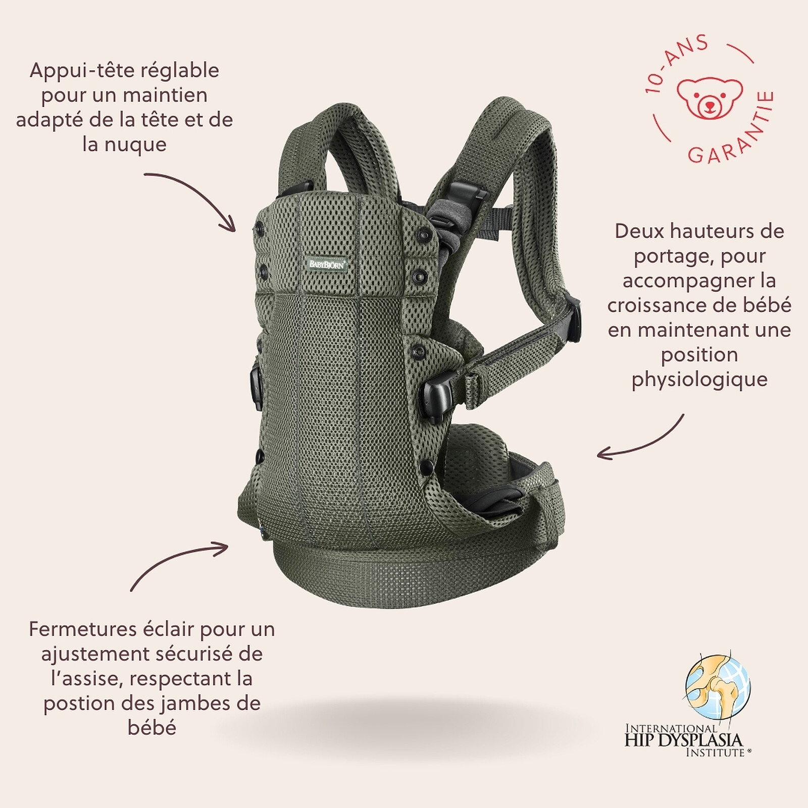 Porte-bébé Harmony 3D Mesh - Vert Foncé BabyBjörn
