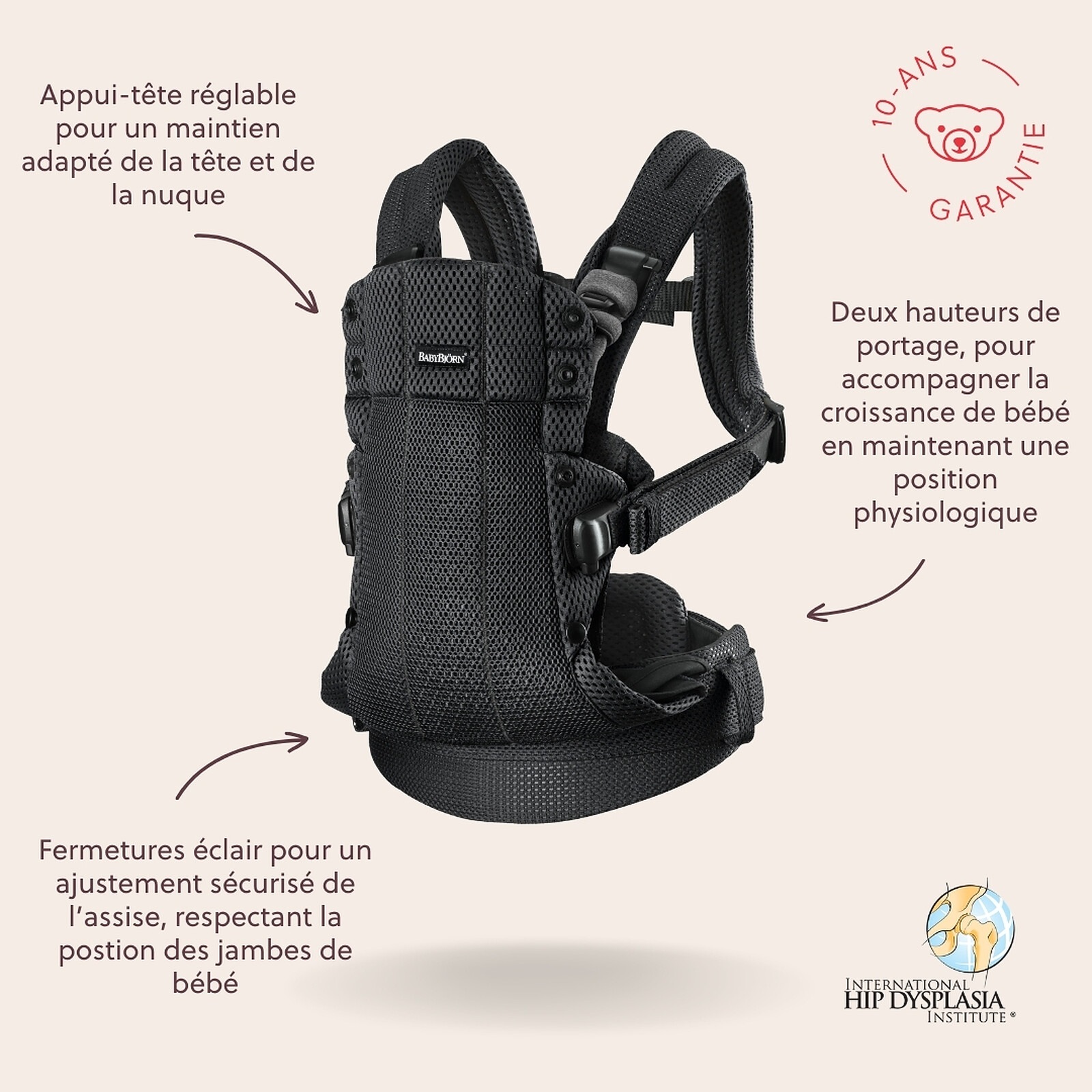 Porte-bébé Harmony 3D Mesh - Noir BabyBjörn