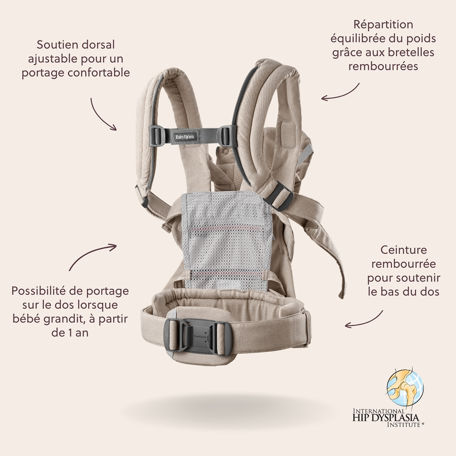Avis Porte-bébé Harmony Tissé Chiné - Beige Clair
