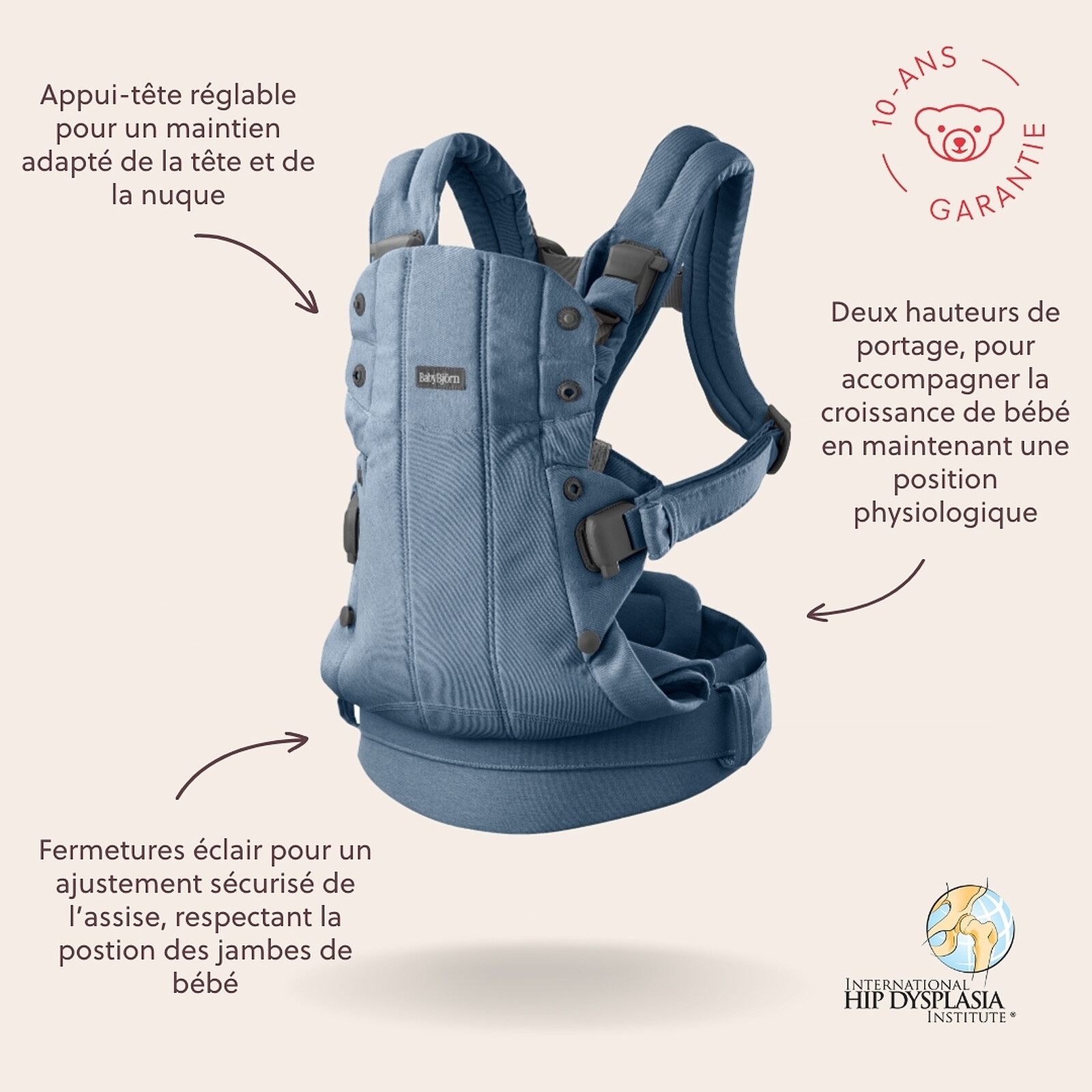Porte-bébé Harmony Tissé Chiné - Bleu BabyBjörn