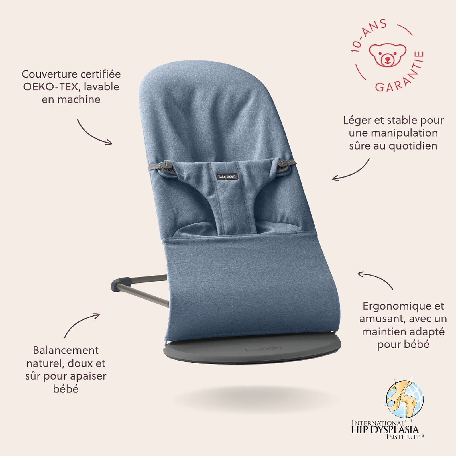 Transat Bliss Tissé Chiné - Bleu BabyBjörn