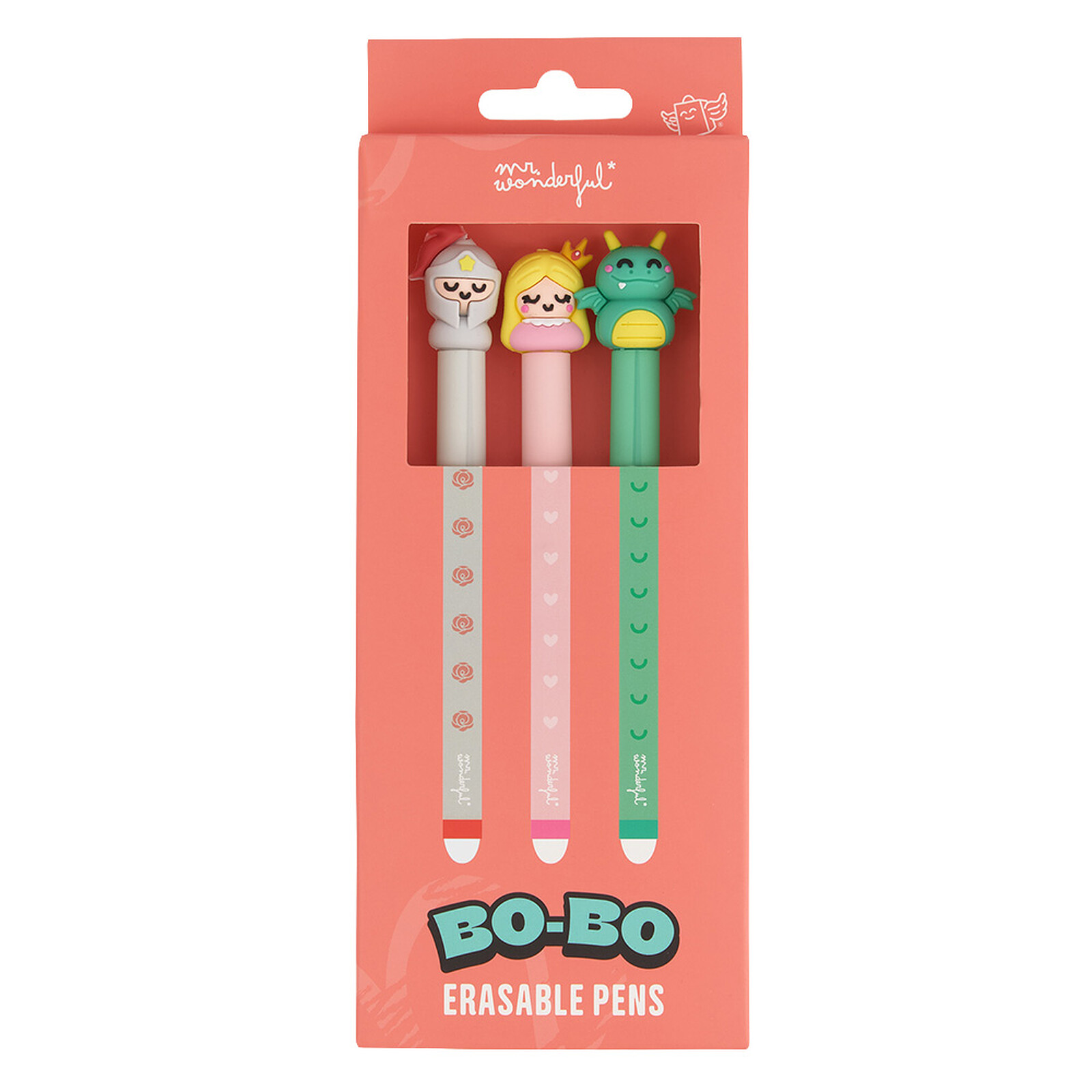 Lot de 3 Stylos Effaçables Bo-Bo - Chevalier, Princesse et Dragon Mr Wonderful