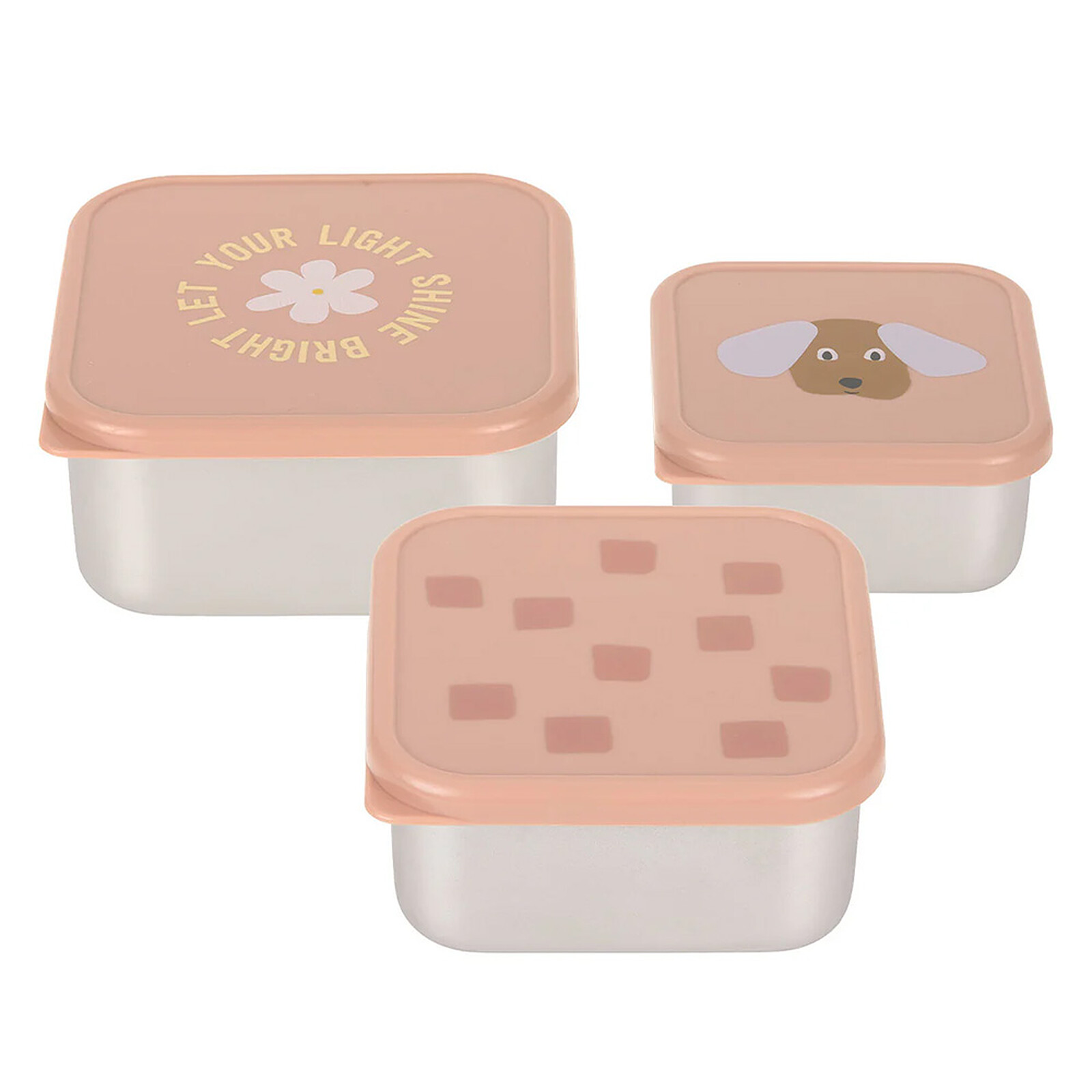 Lot de 3 Petites Boîtes à Goûter Pattern Part - Rose LÄSSIG