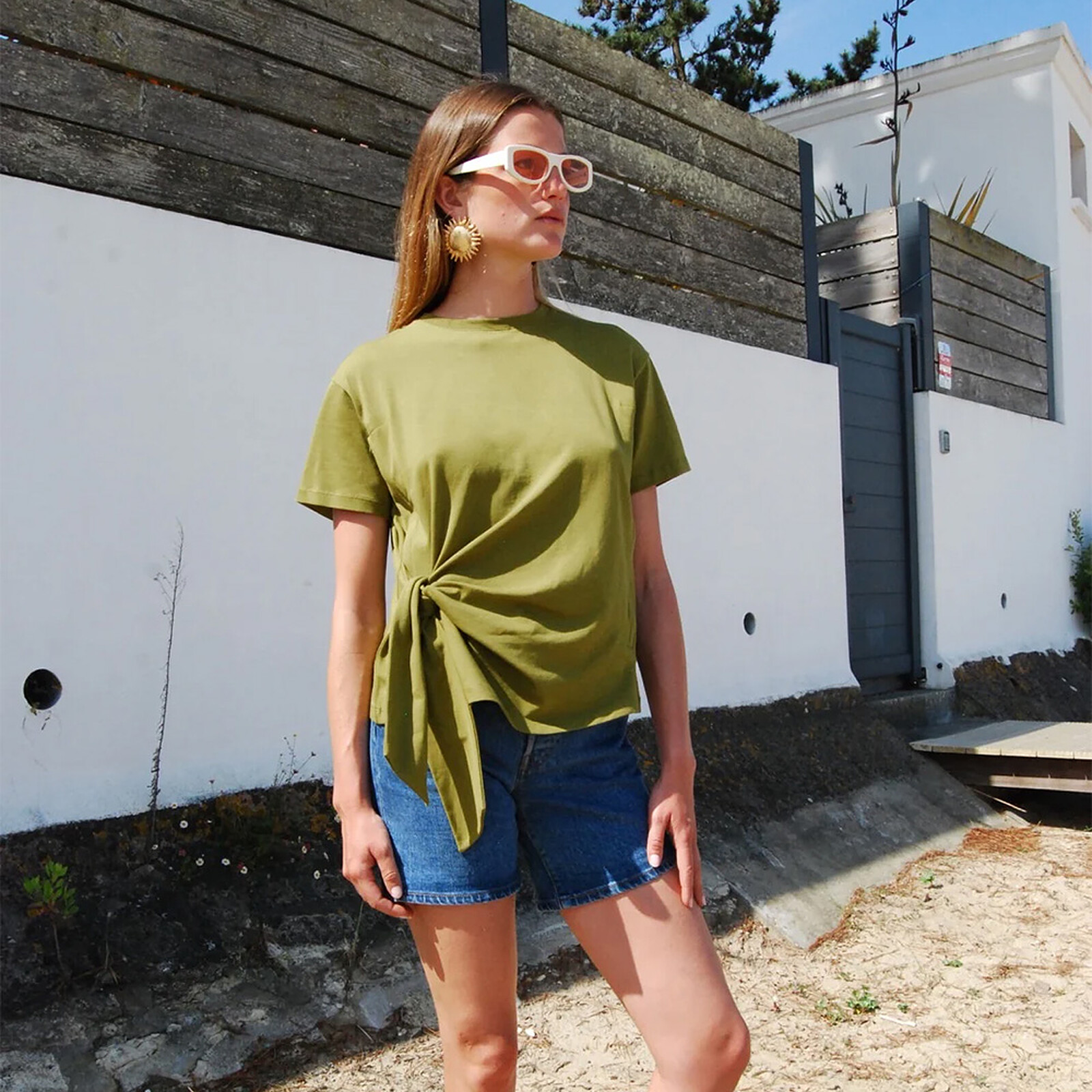 T-shirt d'Allaitement Noué - L pas cher