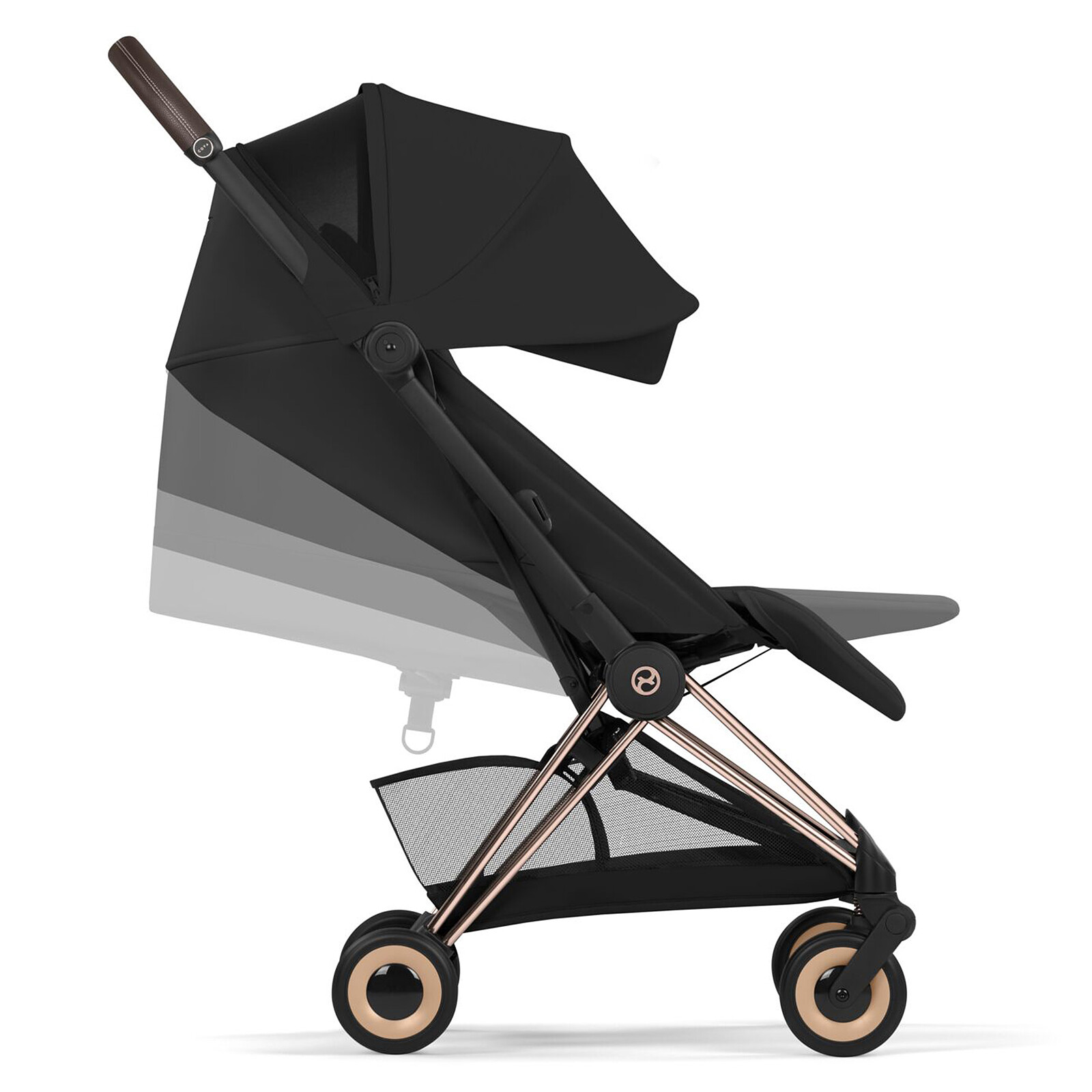 Poussette Ultra-compacte Coyä Confort Châssis Matt Black - Coconut Brown pas cher