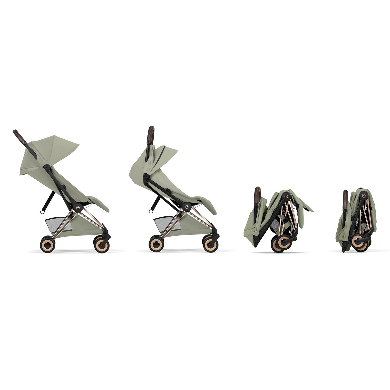 Avis Poussette Ultra-compacte Coyä Style Châssis Rosegold - Sage Green