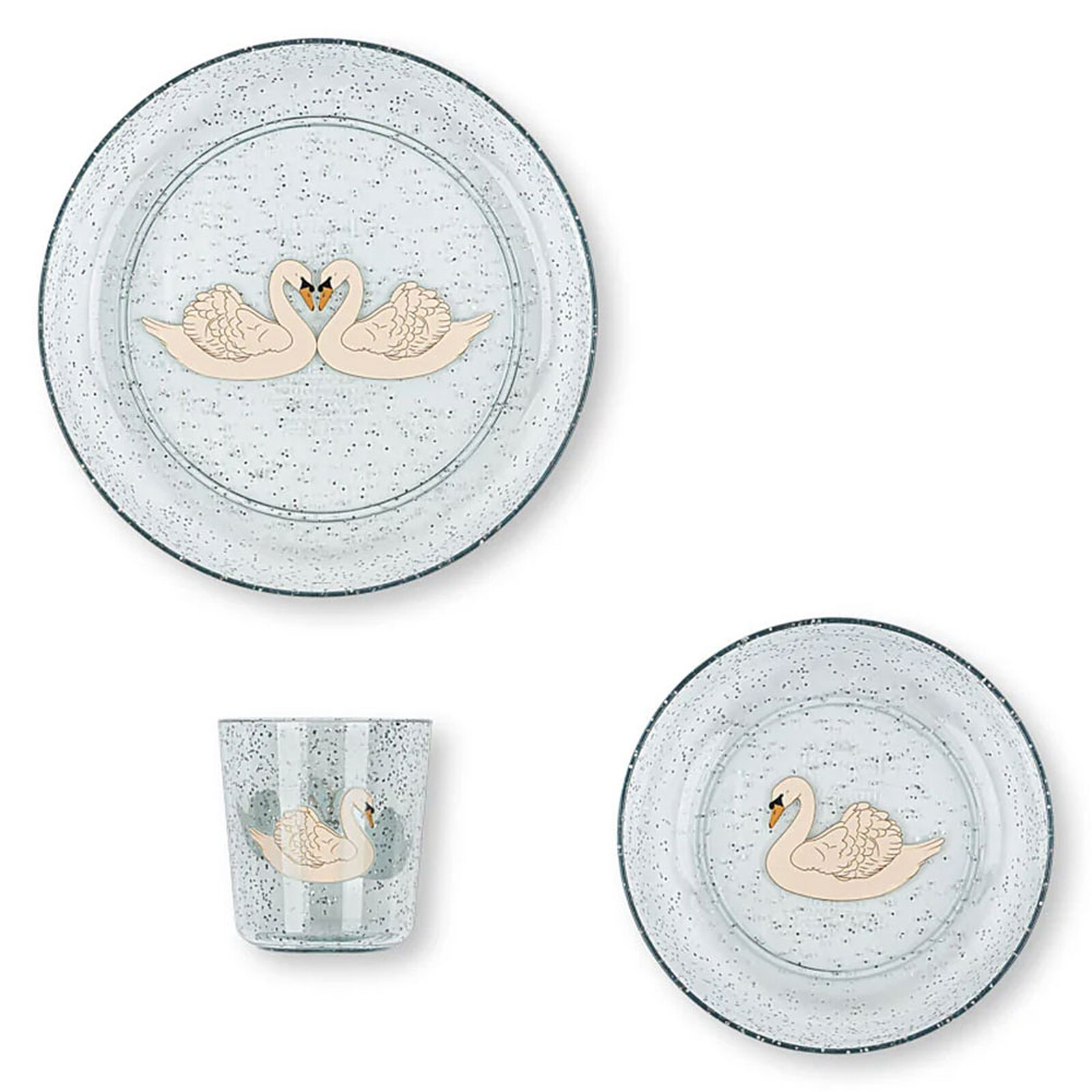 Set de Repas Pailleté 3 Pièces - Swan Blue Konges Sløjd