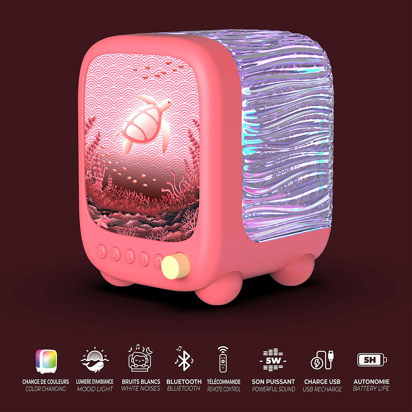 Avis Veilleuse Aquatique et Enceinte Wavy Light - Coral