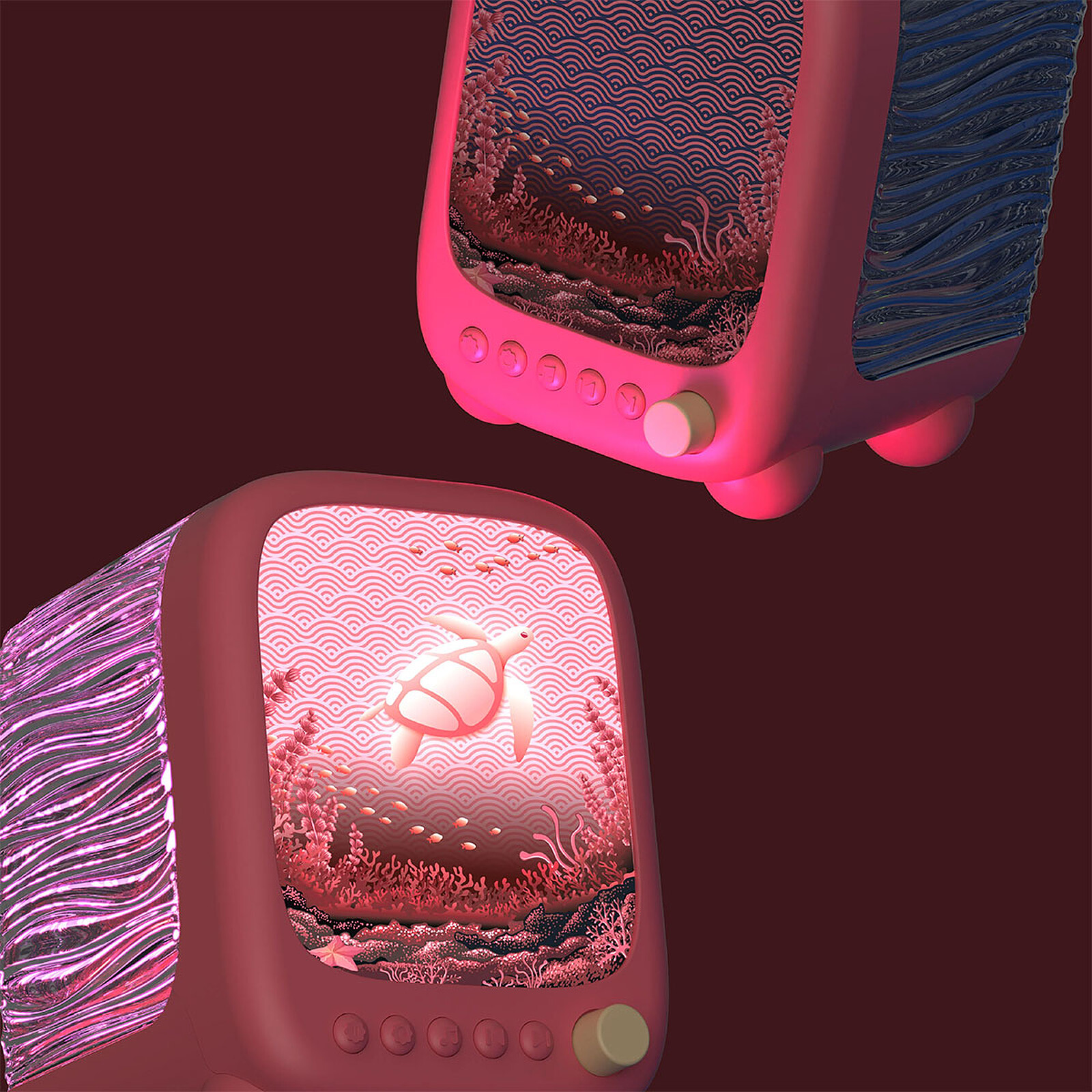 Veilleuse Aquatique et Enceinte Wavy Light - Coral MOB