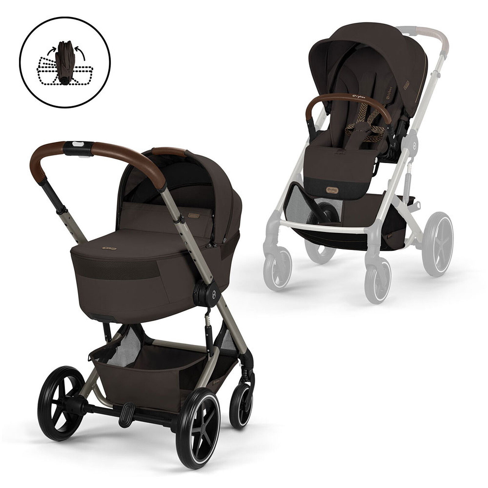 Pack Poussette Balios S Lux 2026 + Nacelle Pliable - Chocolate Brown Cybex