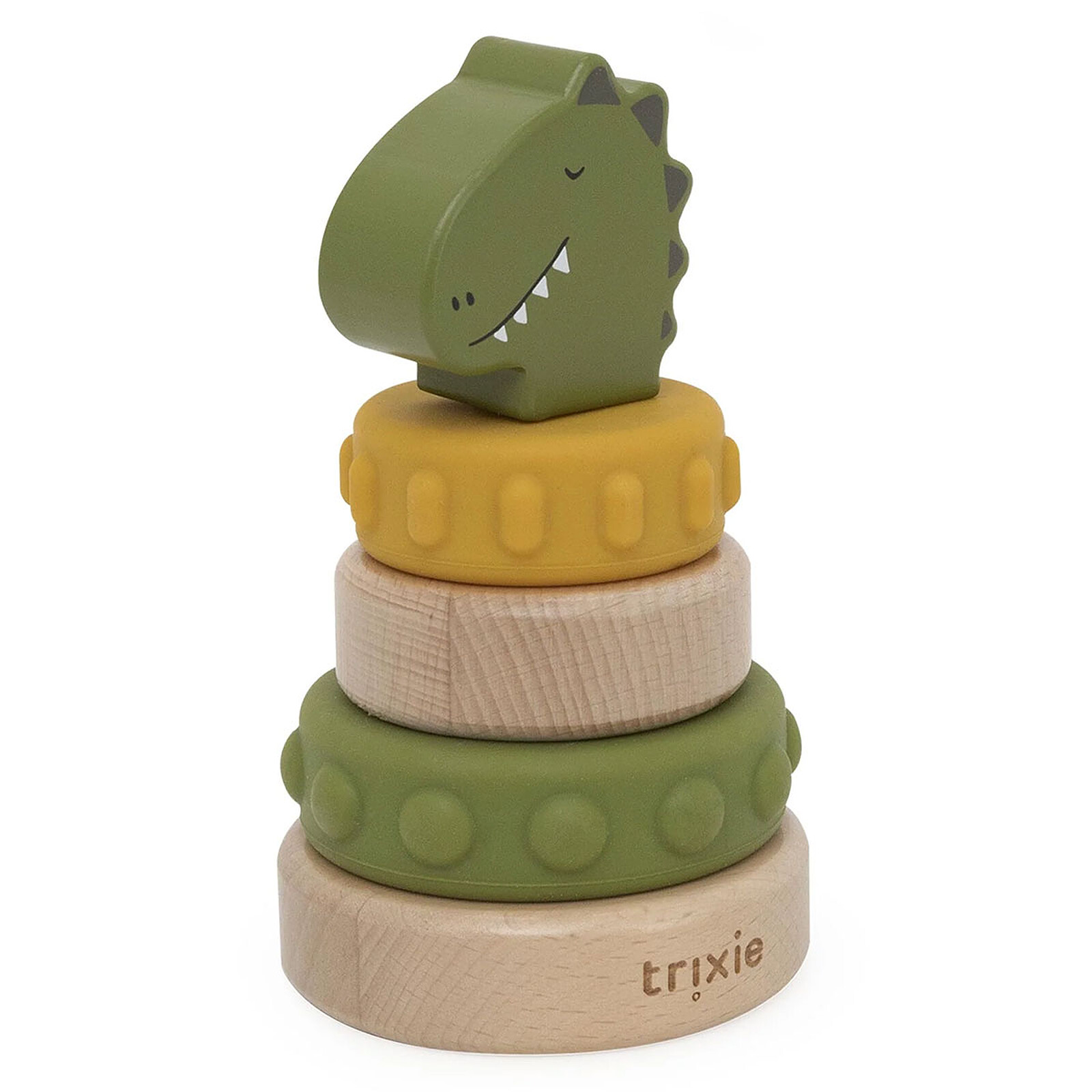 Tour à Empiler en Bois et Silicone - Mr. Dino Trixie Baby