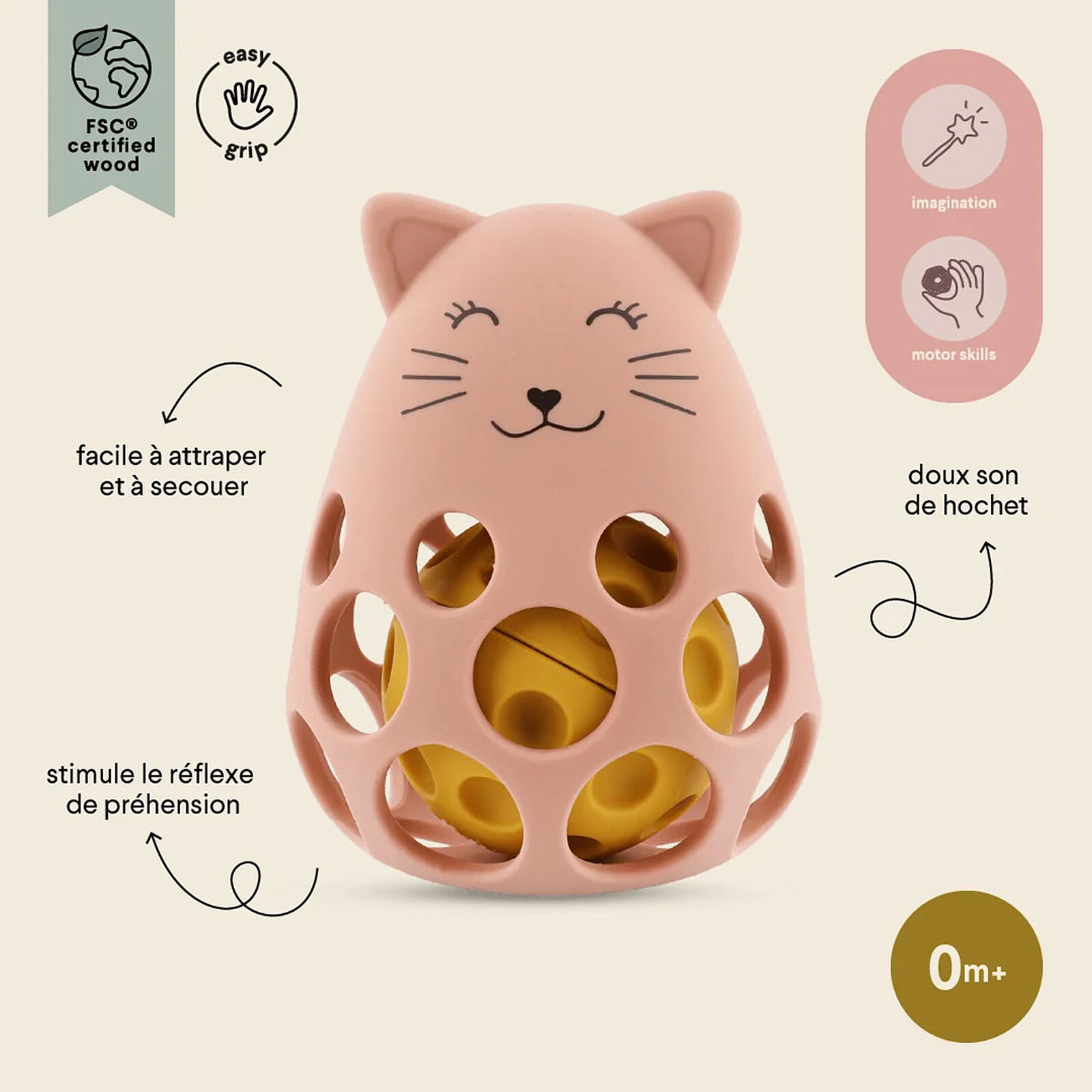 Hochet Sensoriel en Silicone - Mrs. Cat pas cher