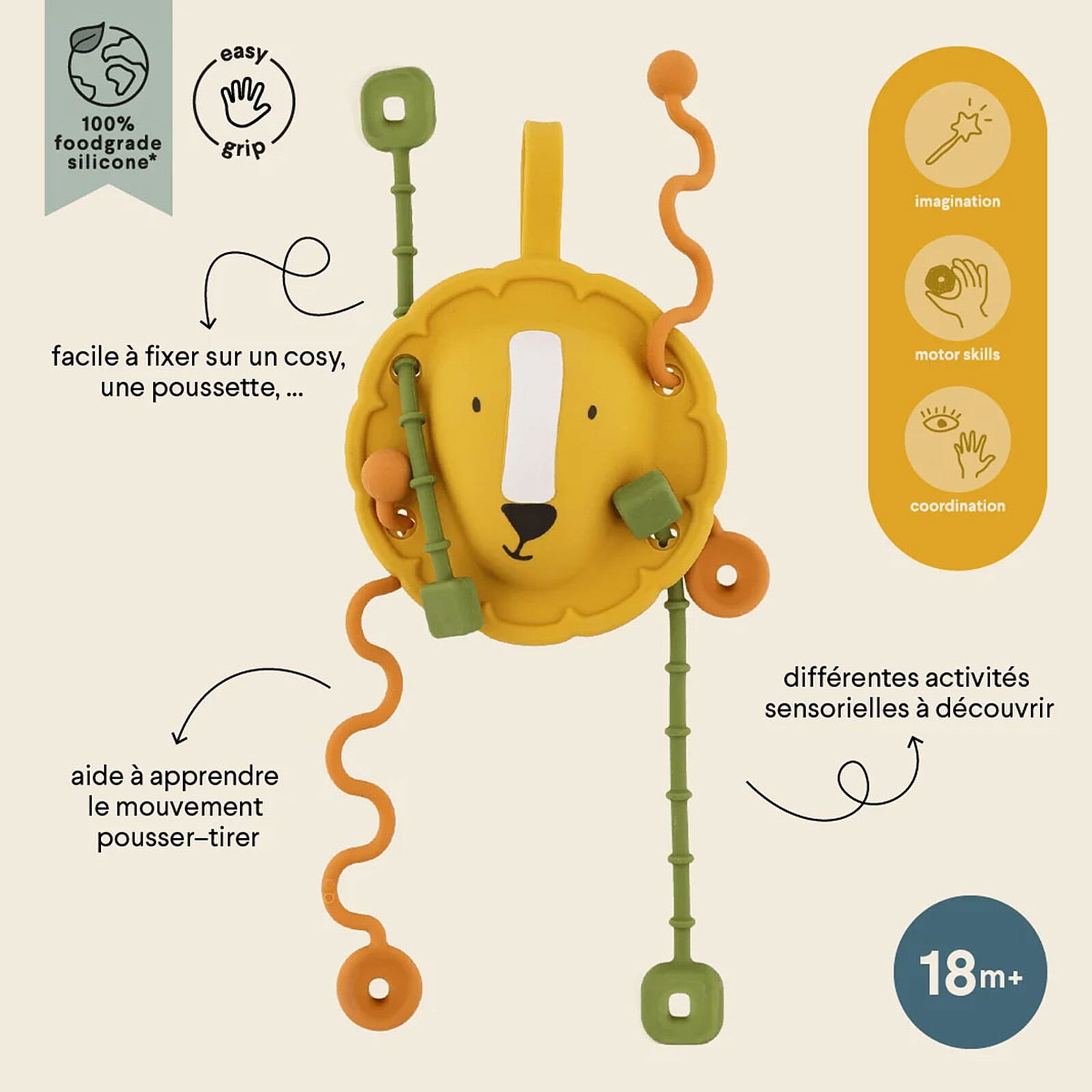 Jouet Sensoriel à Tirer en Silicone - Mr. Lion  Trixie Baby
