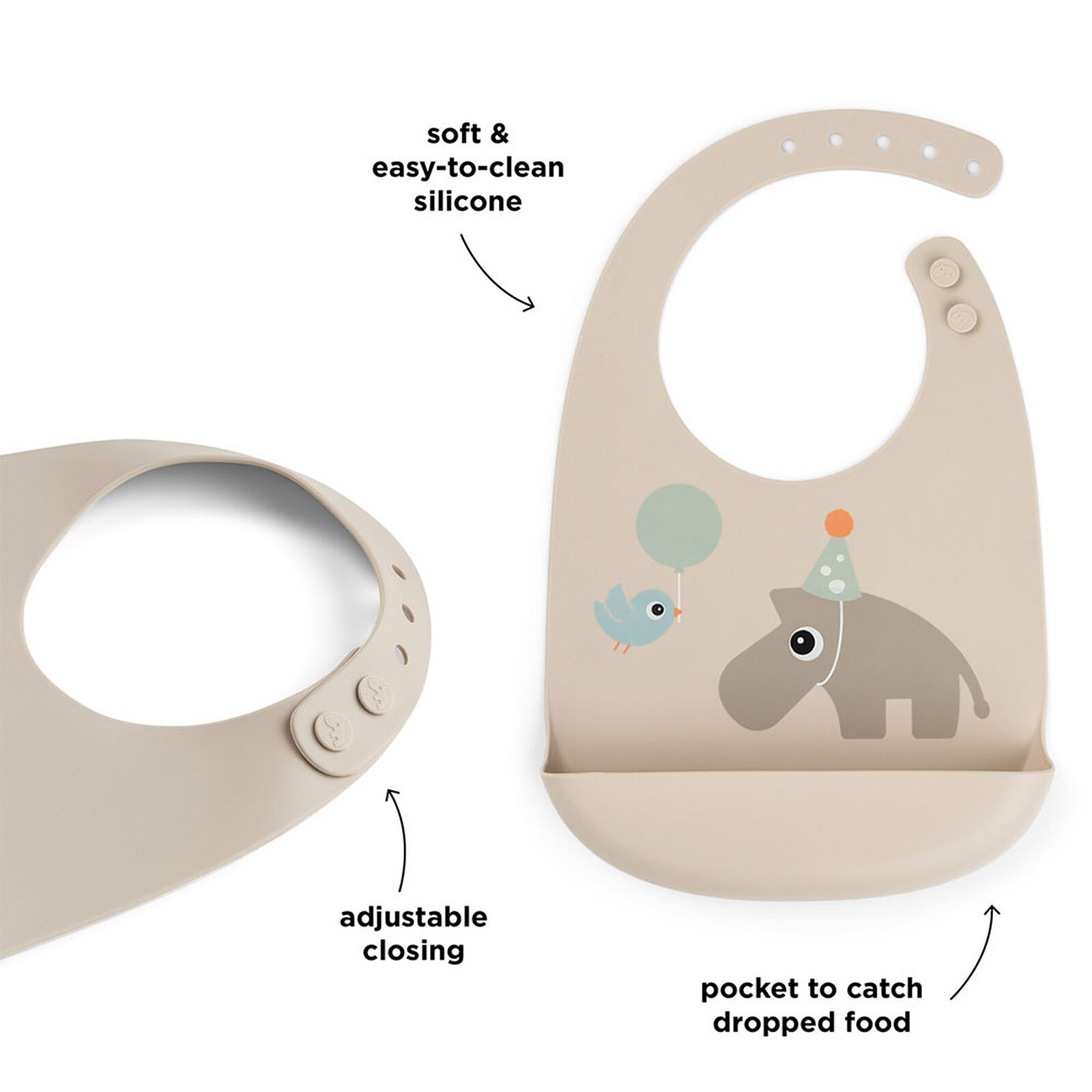 Lot de 2 Bavoirs Silicone - Celebration Sable pas cher