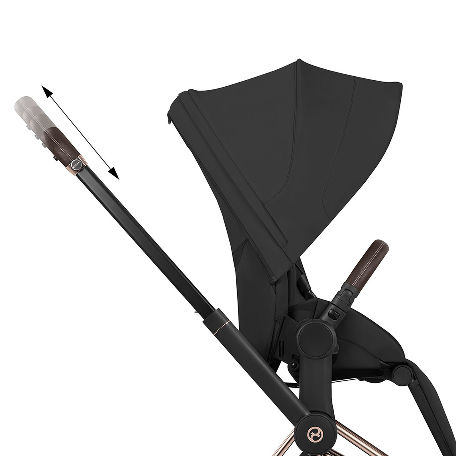 Pack Poussette e-Priam Confort Matt Black + Nacelle Pliable - Coconut Brown pas cher