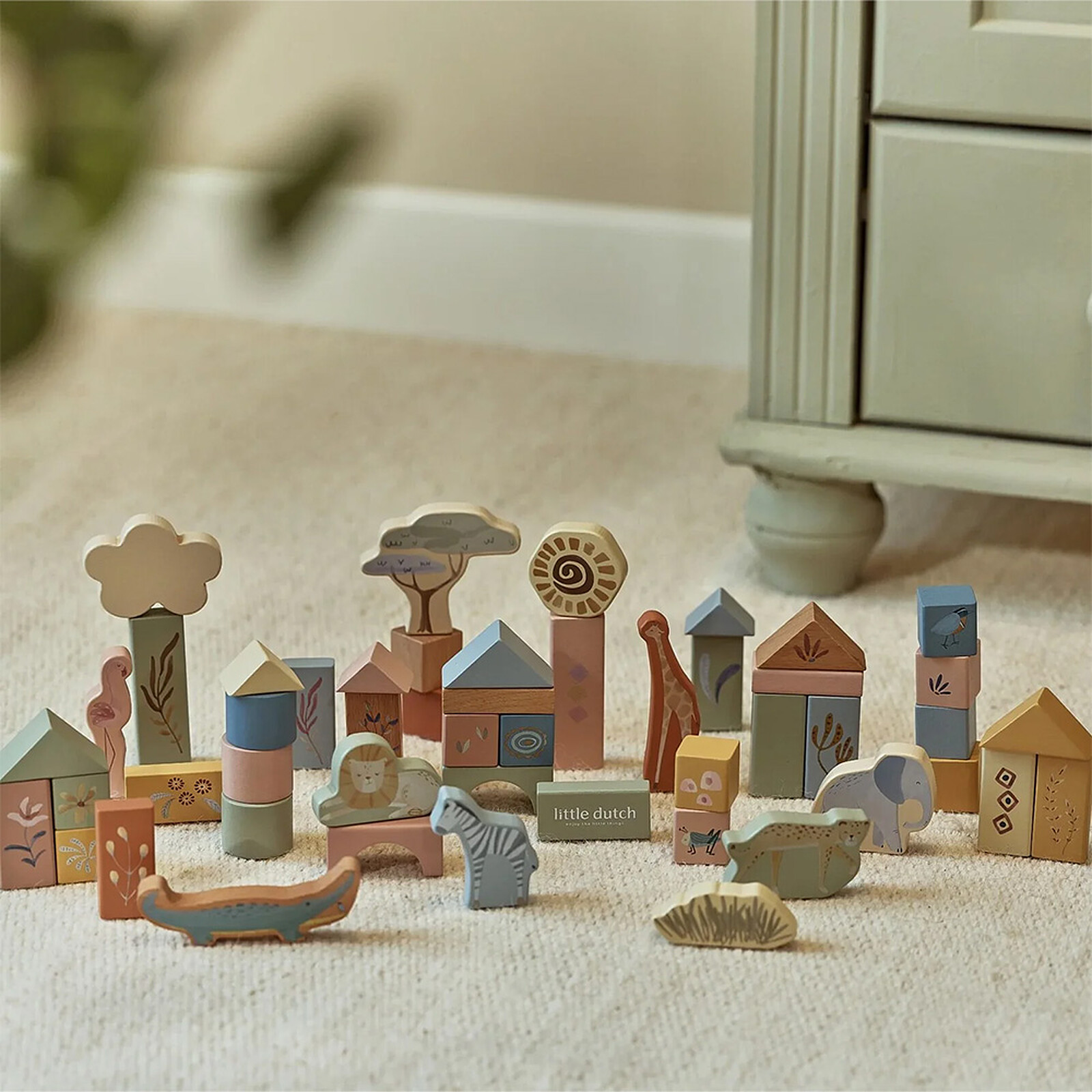 Blocs de Construction en Bois - Safari Friends pas cher