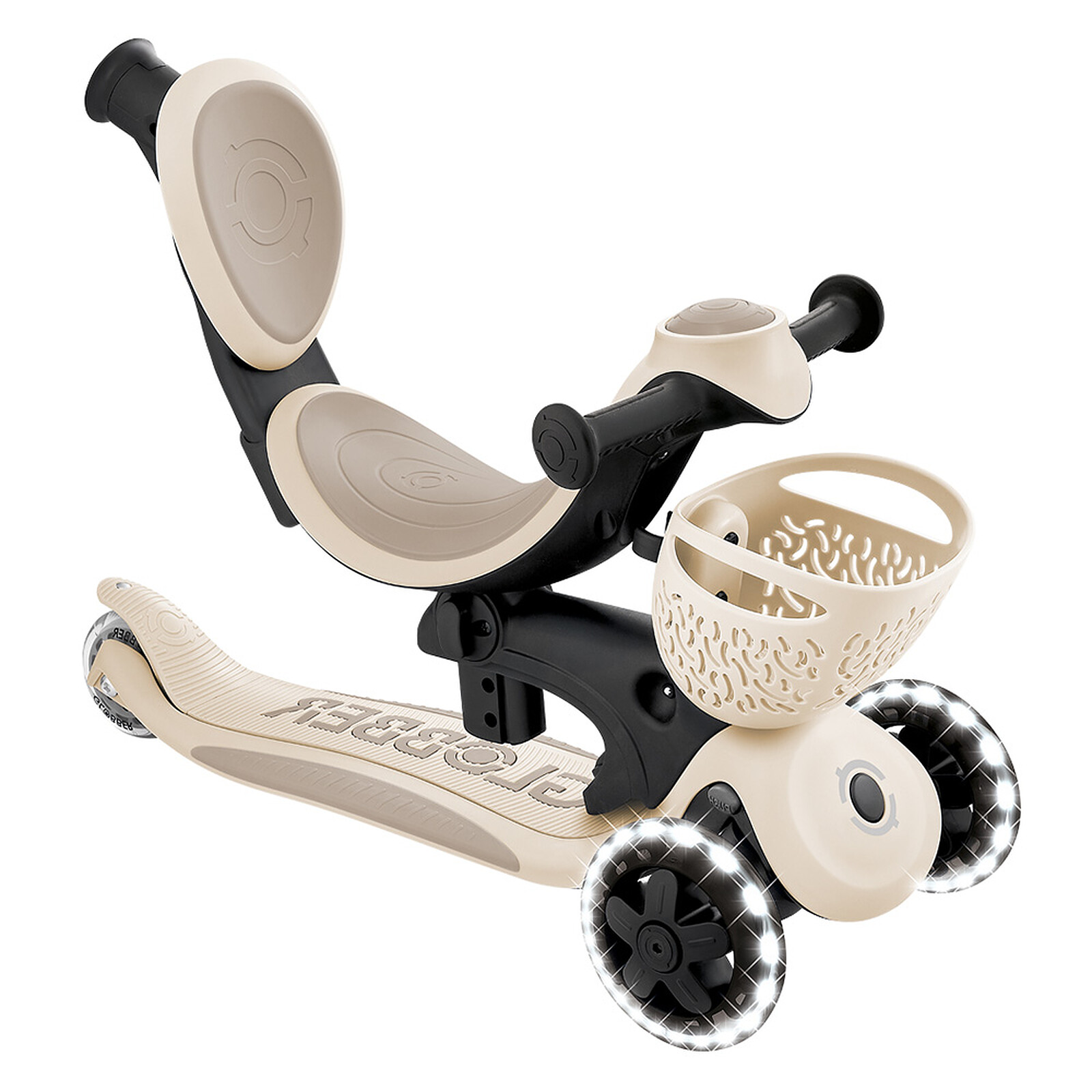 Trottinette Evolutive Go Up Baby 360 Lights - Taupe Globber