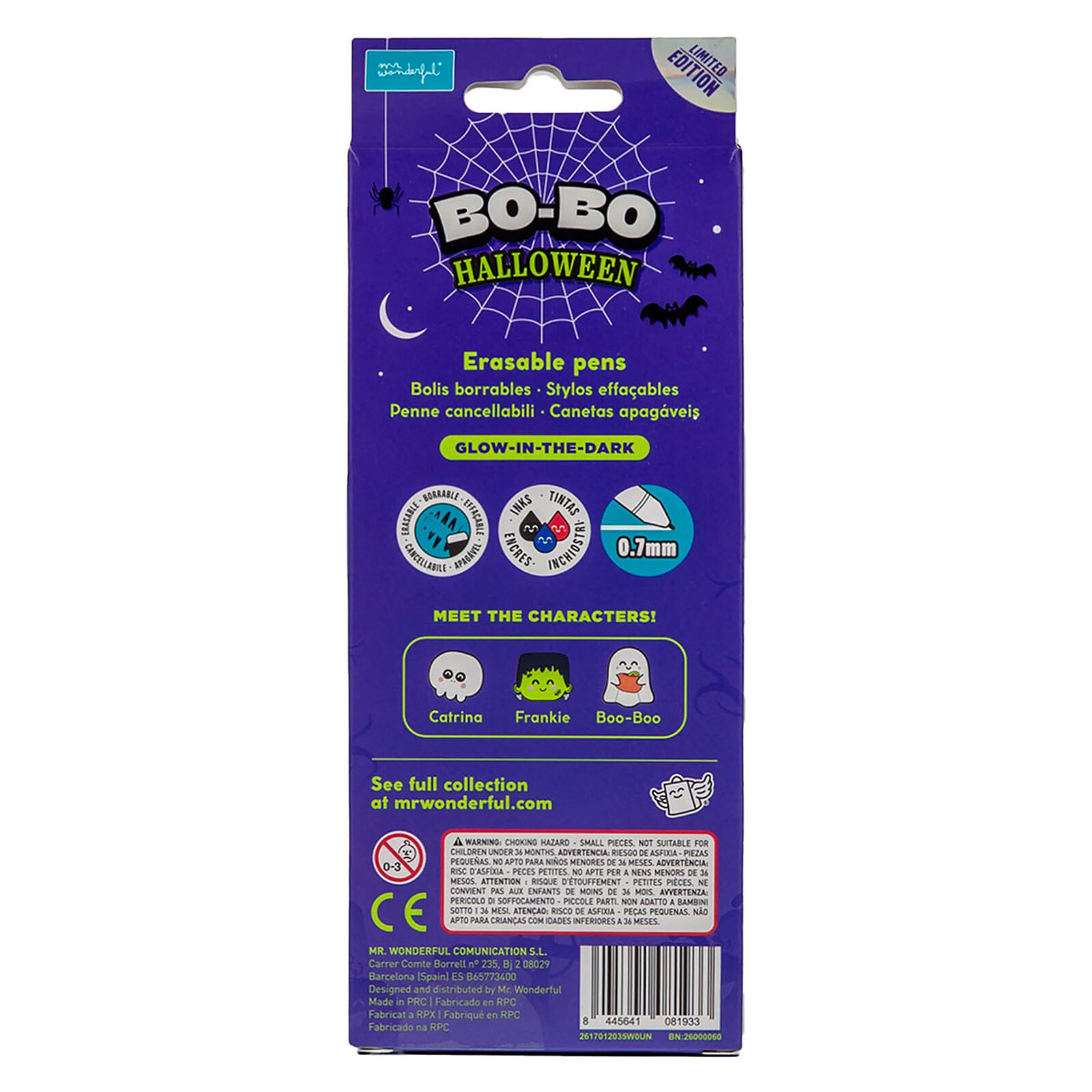 Lot de 3 Stylos Effaçables Bo-Bo - Glow in the Dark Halloween pas cher