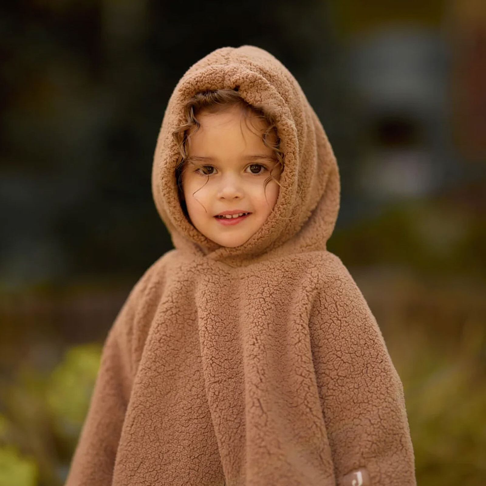 Avis Poncho Teddy Fleece Curlé - Dark Hazel 