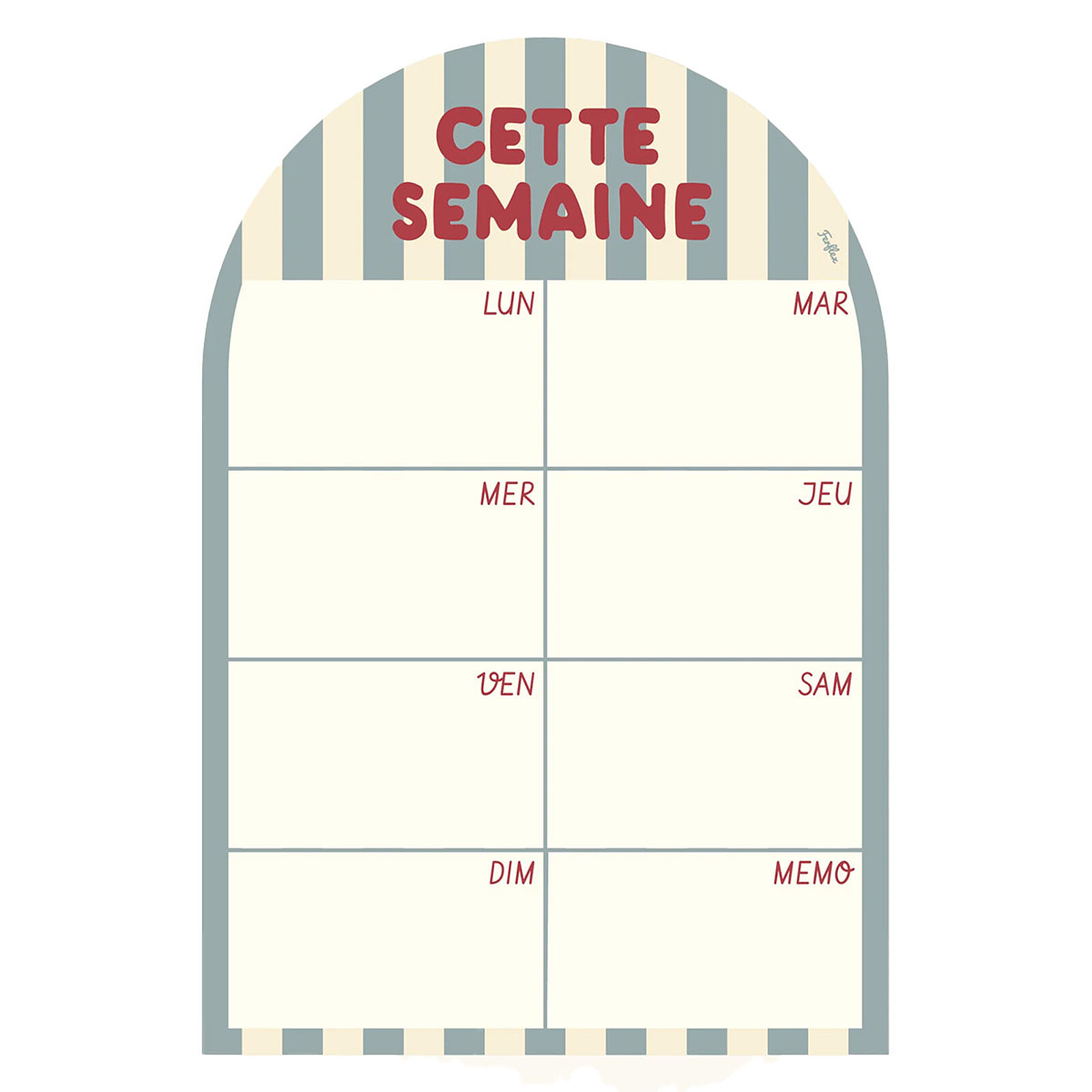 Cette Semaine Planning Hebdomadaire Magnétique Arche - Rayures Bleu Ferflex