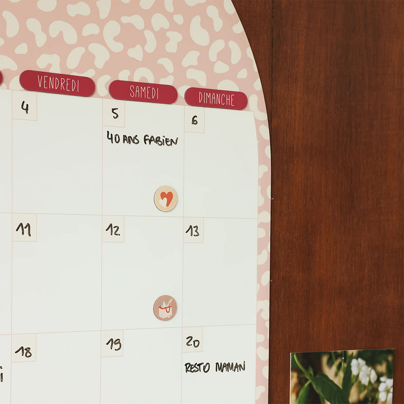 Calendrier Mensuel Perpétuel Magnétique Arche - Graou Rose pas cher