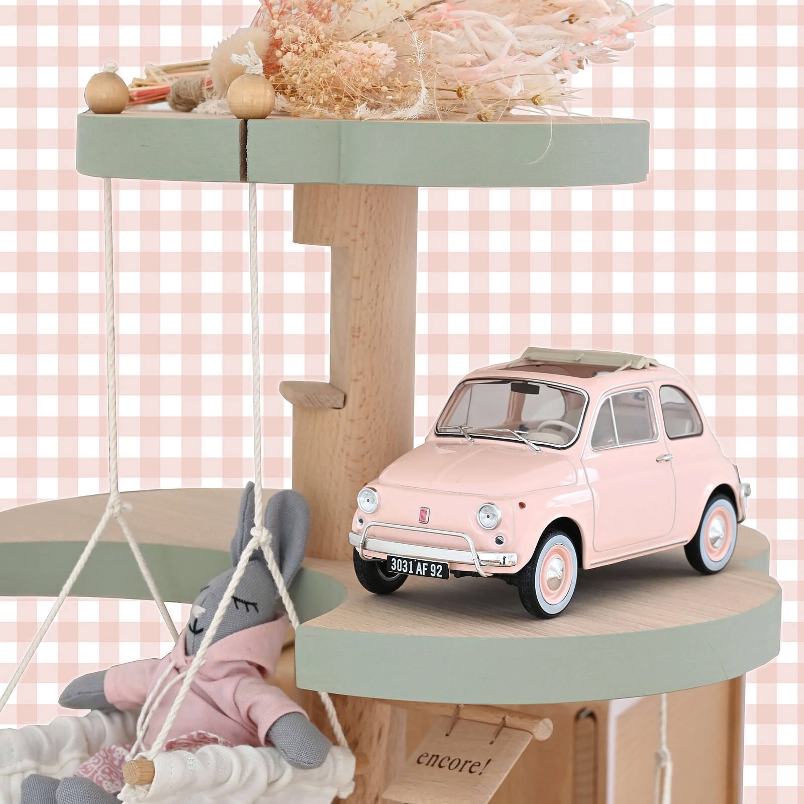 Pack Cadeau de Naissance Fiat 500 L 1968 1/18 - Rose Norev