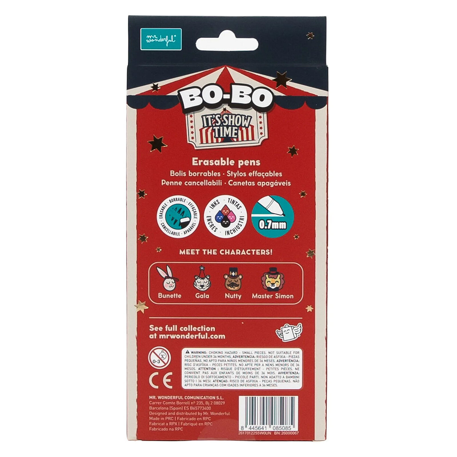 Avis Lot de 4 Stylos Effaçables Bo-Bo Circus - Bunette, Gala, Nutty et Master Simon
