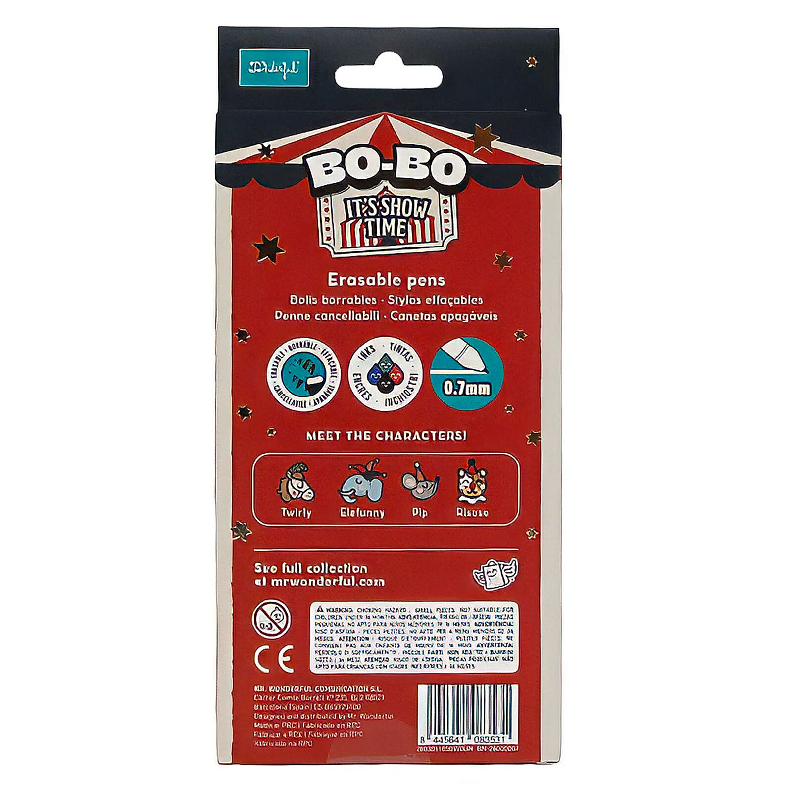 Avis Lot de 4 Stylos Effaçables Bo-Bo Circus - Twirly, Pip, Risoso et Elefunny