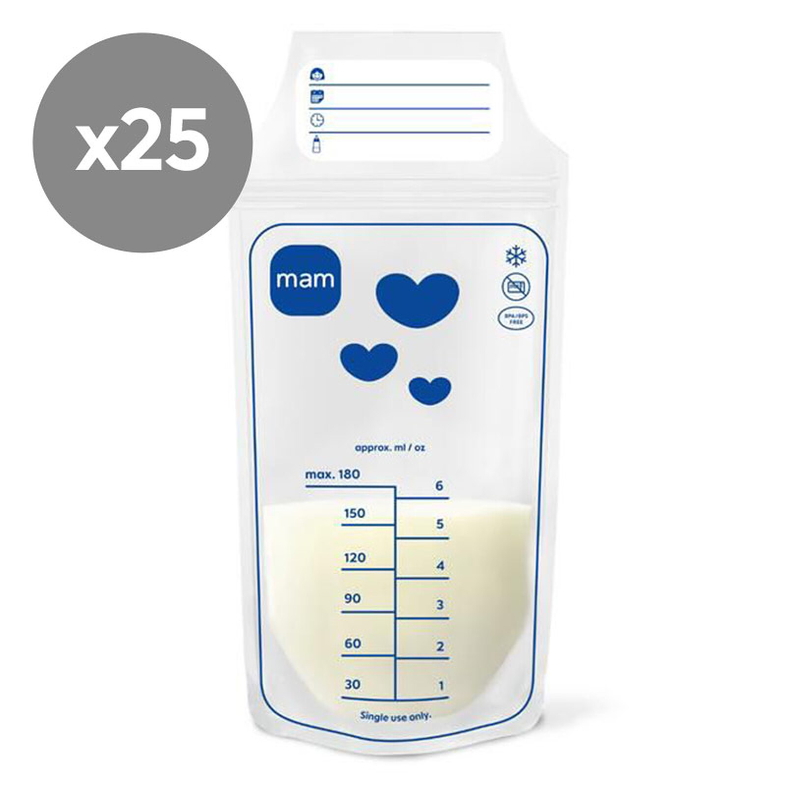 Lot de 25 Sachets de Conservation - 180 ml MAM