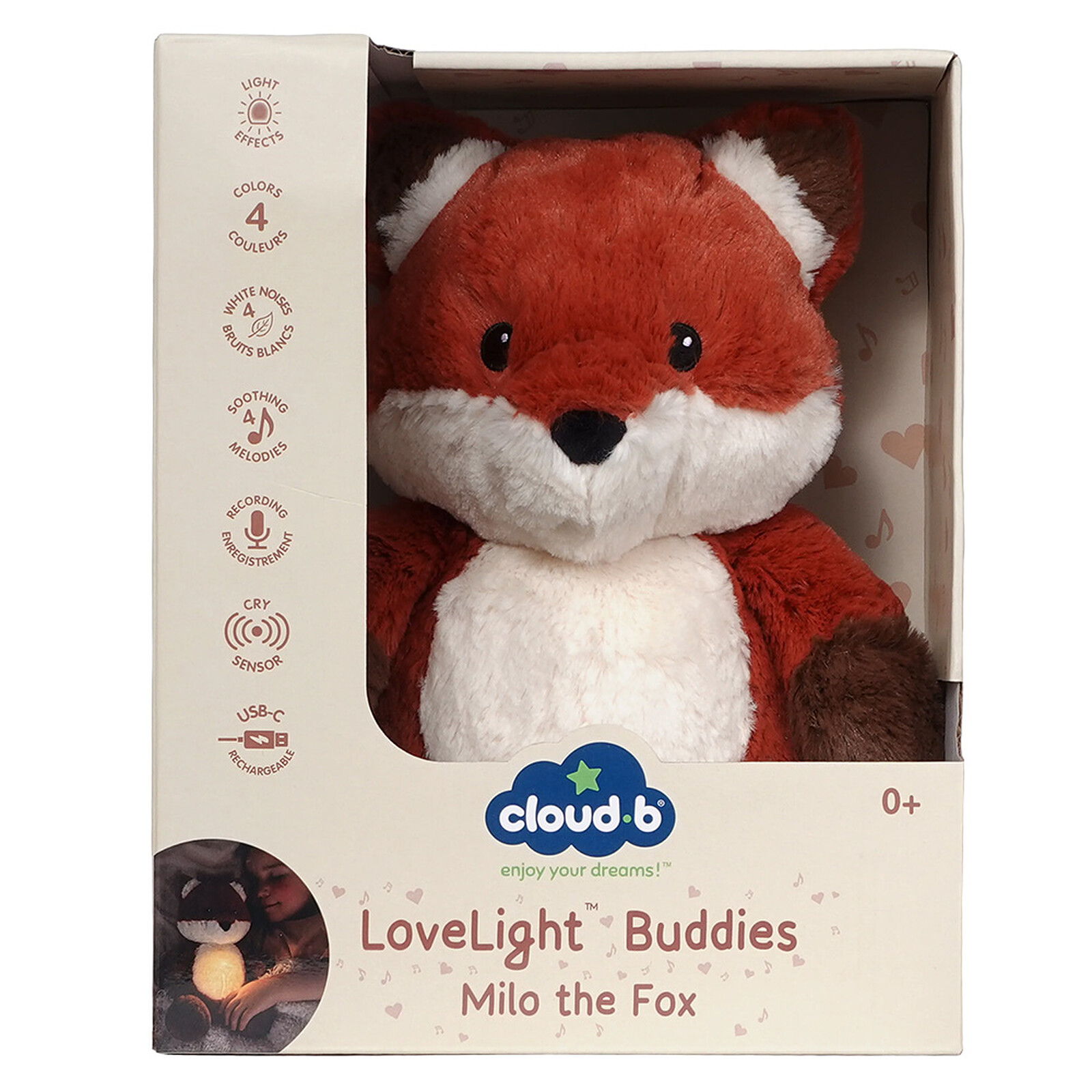 Peluche Veilleuse Love Light Buddies Milo Fox pas cher