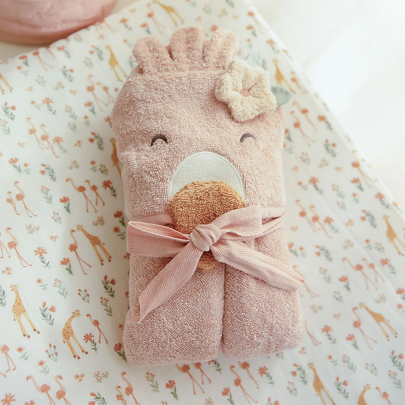 Peignoir Safari Friends Flamant Rose - 9/12 Mois pas cher
