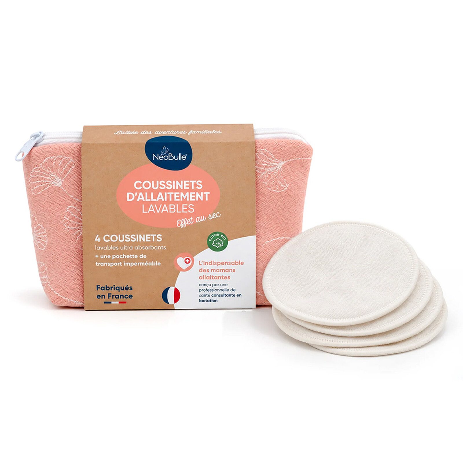 Pochette de 4 Coussinets d'Allaitement Lavables - Taille Unique Neobulle