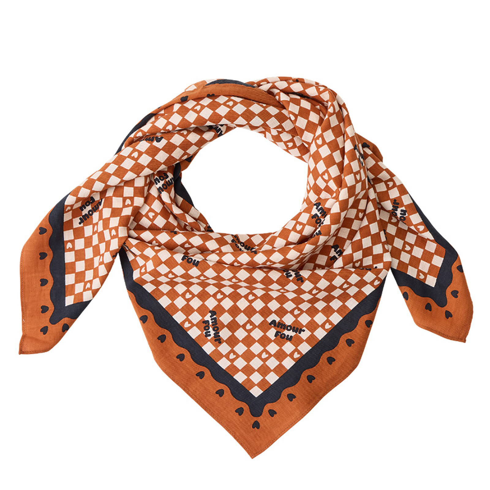 Foulard Adulte - Amour Fou Marron Noir Atelier Wagram