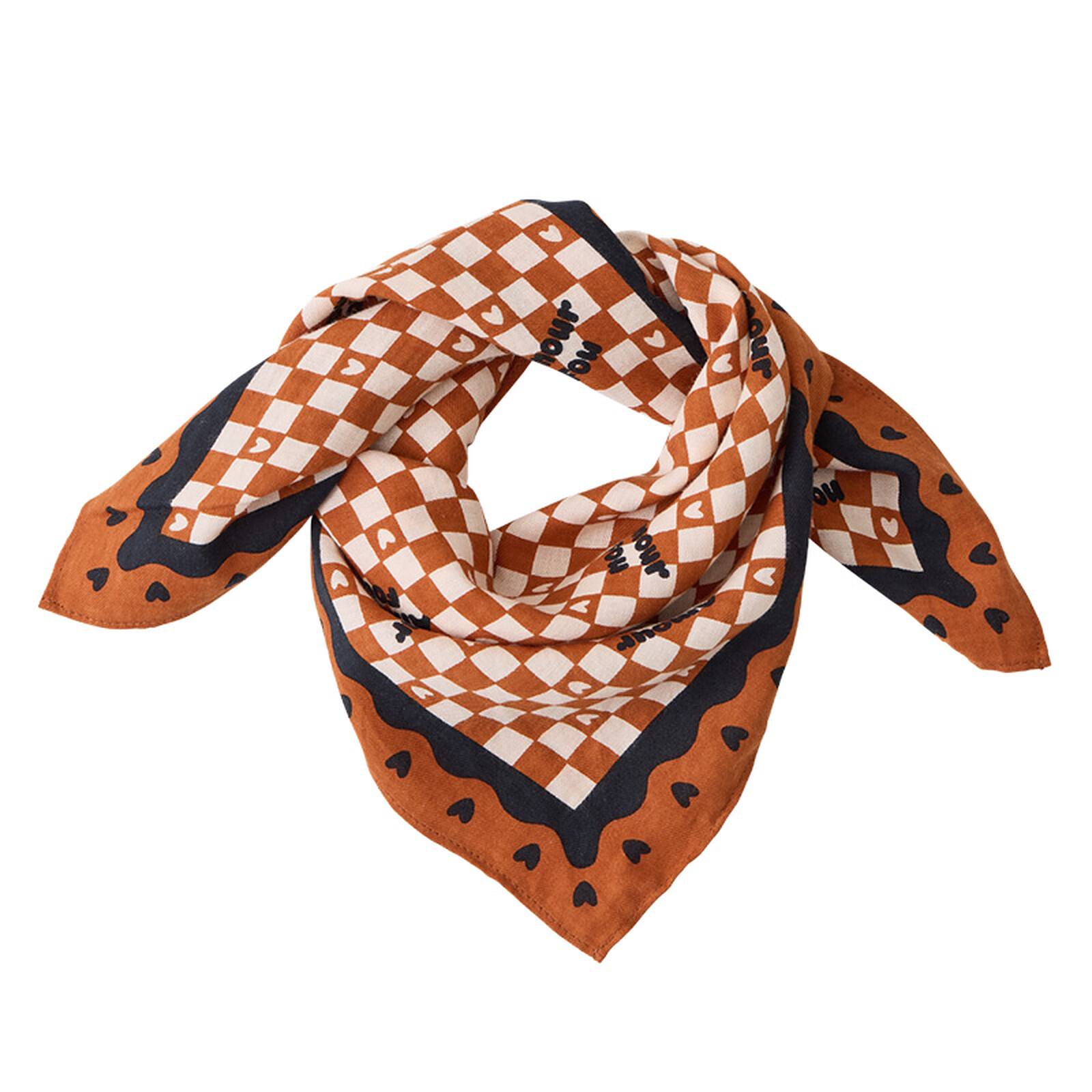 Foulard Enfant - Amour Fou Marron Noir Atelier Wagram