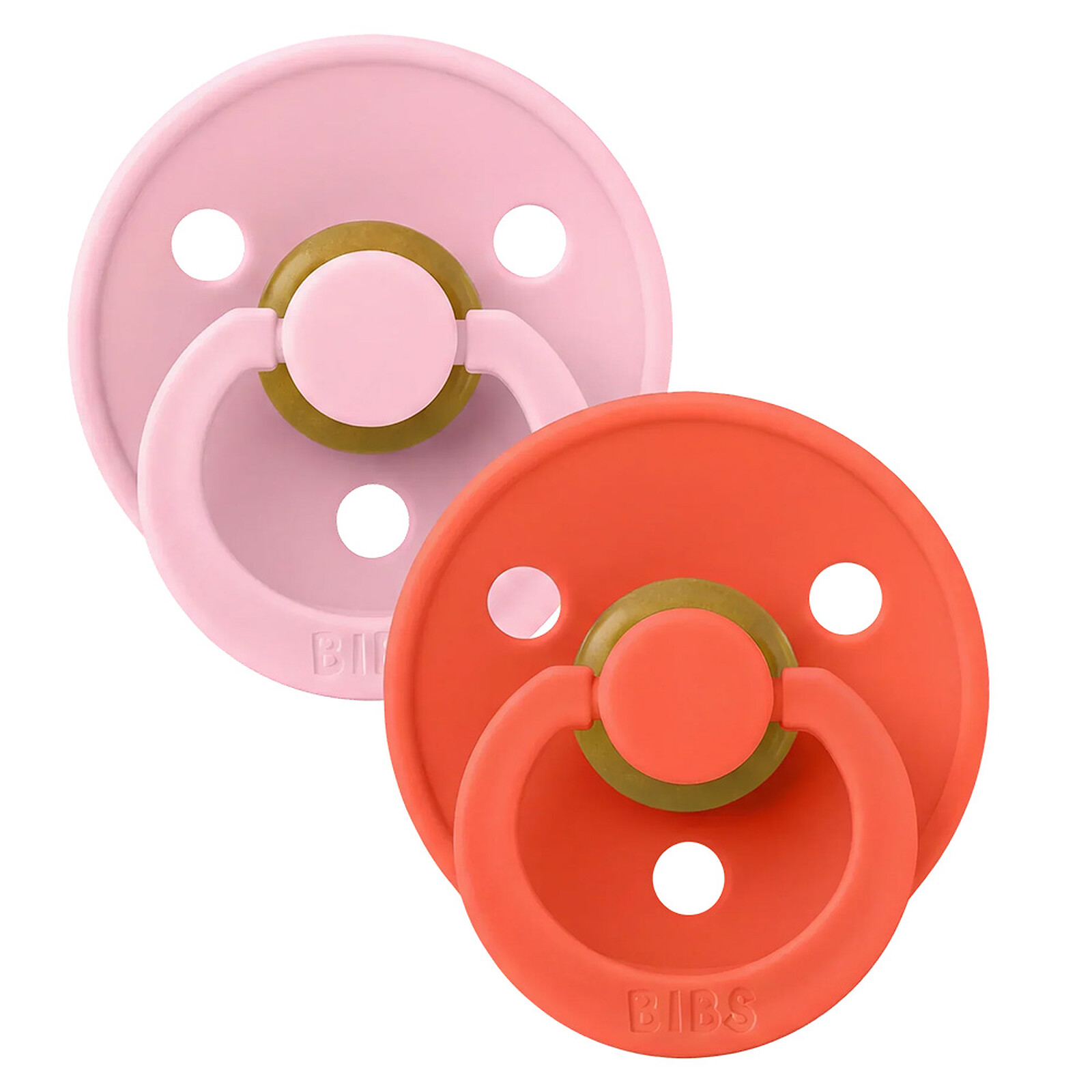 Lot de 2 Sucettes Rondes Colour Baby Pink & Tango - 6/18 Mois Bibs