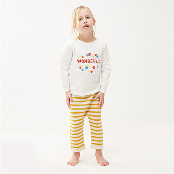 Pantalon à Rayures Blanc et Mimosa - 12 Mois