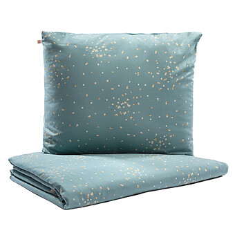 Parure de Lit Himalaya Gold Confetti & Magic Green - 150 x 200 cm Nobodinoz
