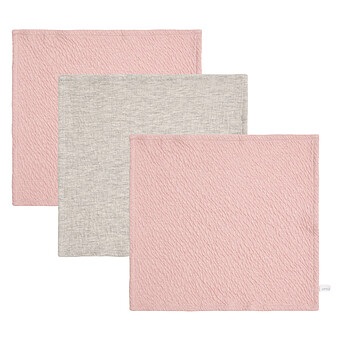 Lot de 3 Débarbouillettes Pure - Pink, Grey & Pink Little Dutch
