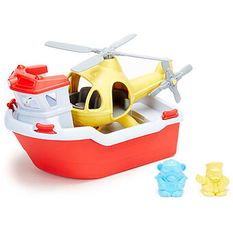 Jeu de Bain Bateau de Sauvetage et Hélicoptère Green Toys