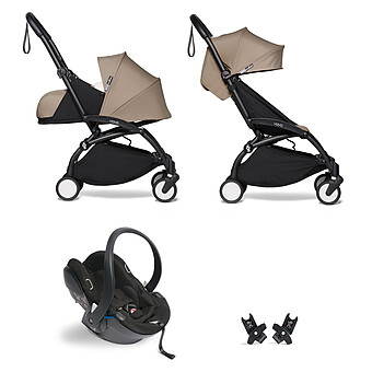 Poussette Duo YOYO² Complète Châssis Noir 0+ et 6+ et Siège Auto iZi Go Modular i-Size Groupe 0+ Noir - Taupe BABYZEN