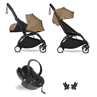 Poussette Duo YOYO² Complète Châssis Noir 0+ et 6+ et Siège Auto iZi Go Modular i-Size Groupe 0+ Noir - Toffee BABYZEN