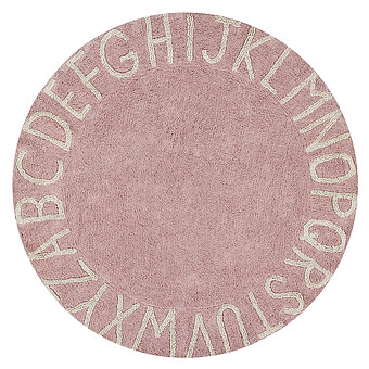 Tapis Lavable ABC Rose et Blanc - Ø 150 cm