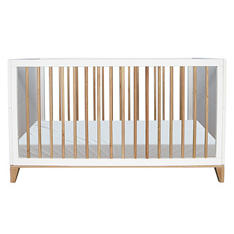 Lit Bébé Evolutif en Rotin Nami Neige - 70 x 140 cm Théo