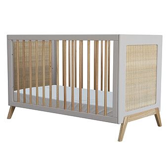Bonne Affaire - Lit Bébé Evolutif en Rotin Marelia Lune - 60 x 120 cm Théo