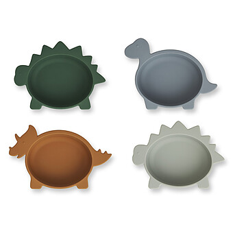 Lot de 4 Bols en Silicone Iggy - Dino Blue Multi Mix