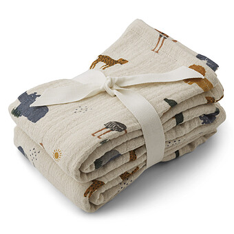 Lot de 2 Langes Lewis - Safari Sandy Mix Liewood