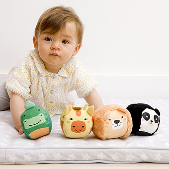 Set de 4 Balles Doudou Les Dooballs - Jungle